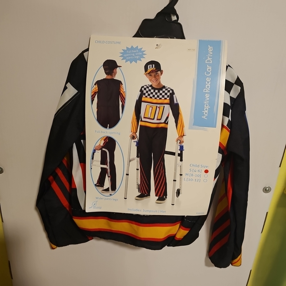 NWT Child S(4-6) Adaptive Race Car Driver Adaptive Halloween Costume Seasons USA
